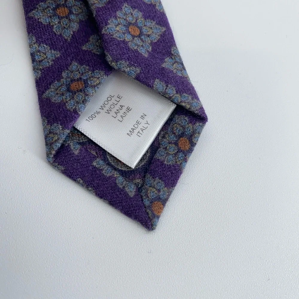 Eton Tie Mens One Size Purple‎ Blue Floral Classic Luxury Necktie Italy Made